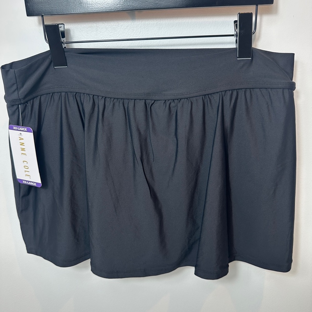 Anne Cole Women’s Plus Size Swim Skirt Bikini Bottom Black Size XXL NWT